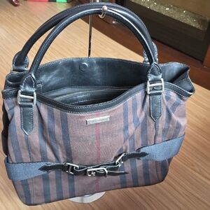 Burberry Brown and Black Striped Shoulder Bag